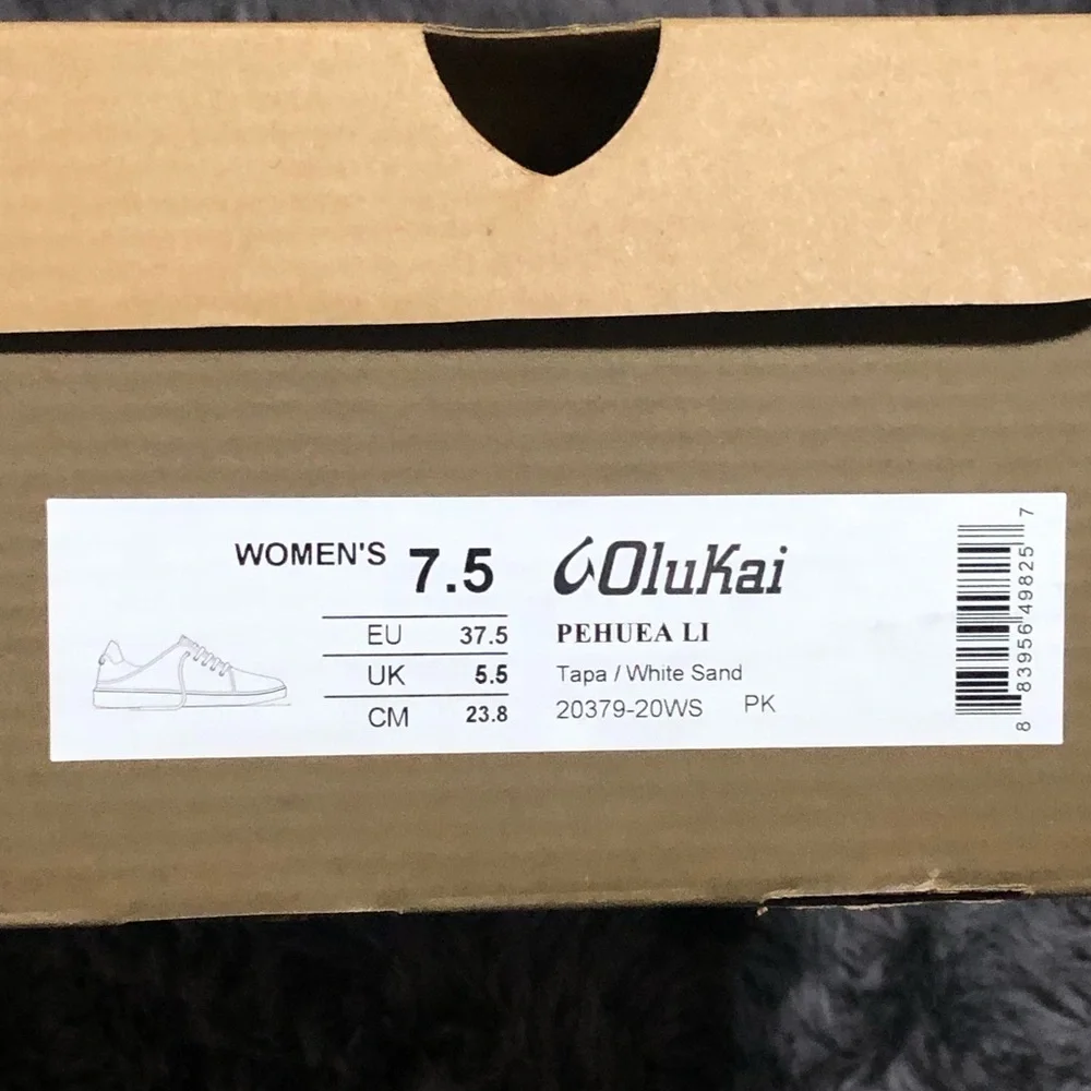Olukai Womens Pehuea Li Lace up Canvas Sneakers Shoes, Size 7.5, Tapa/White Sand - Picture 7 of 7